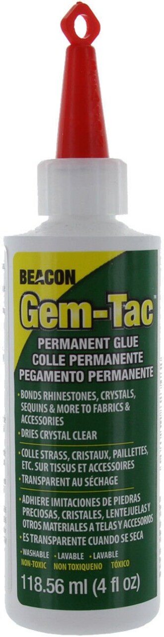 Beacon Gem-tac Permanent Adhesive Glue 4 Oz. for Gems Sequins Rhinestones Crafts